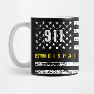 911 Dispatcher Flag Thin Gold Line Tee Mug